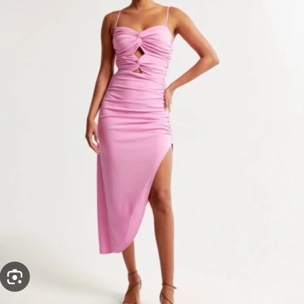 Abercrombie & Fitch Asymmetrical Pink front cut out dress